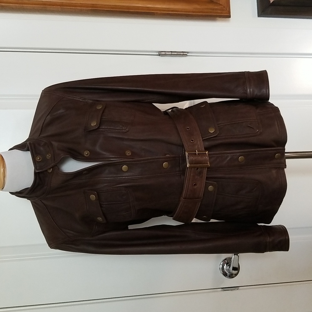 Boden belted leather jacket Size 8